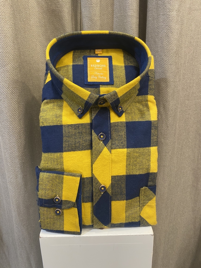 Chemise Drunknmunky Homme - Manches Courtes, Carreaux Bleu/moutarde - Taille XL