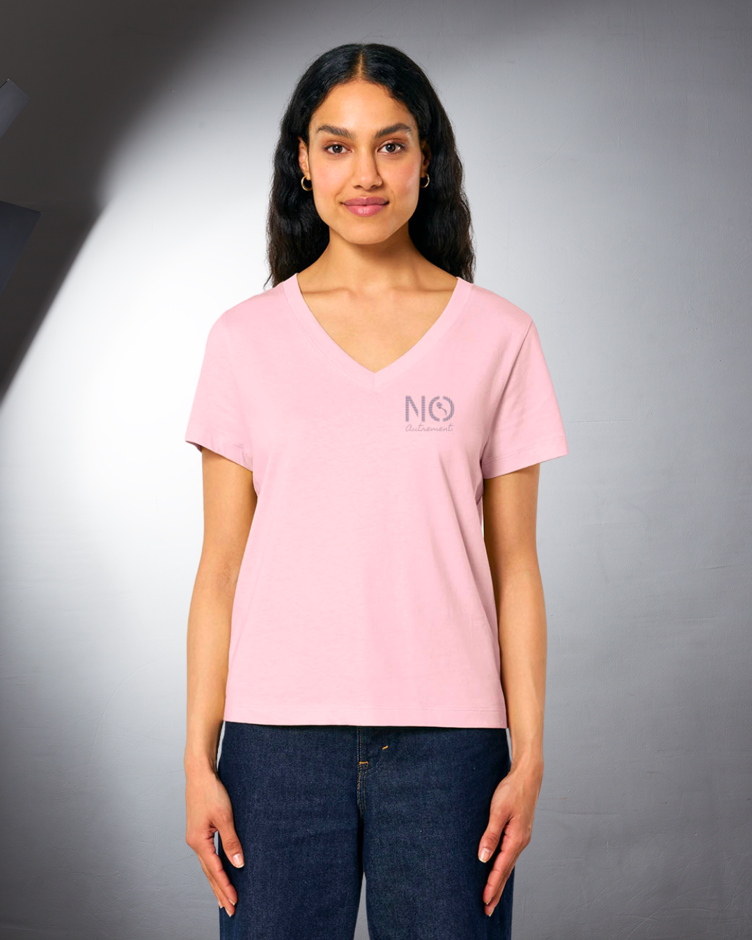 T-shirt femme col V marin rose  NO autrement