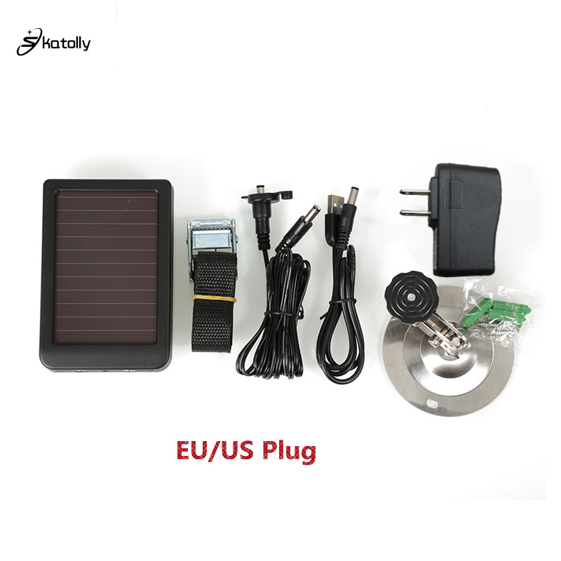 Panel solar para cámara de caza con cables, soporte y adaptador