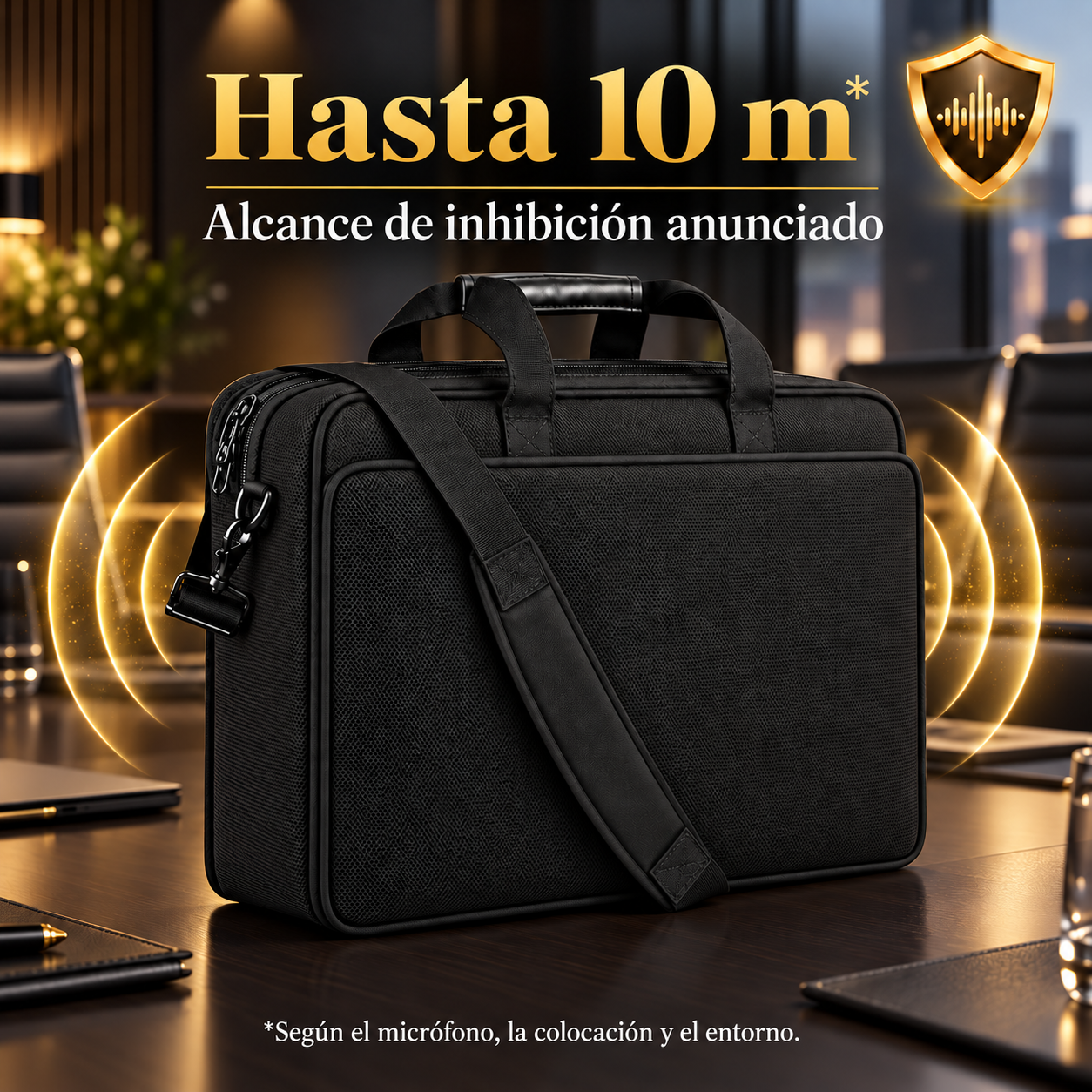 ANGEL EXECUTIVE en sala de reuniones: alcance de inhibición anunciado de hasta 10 m