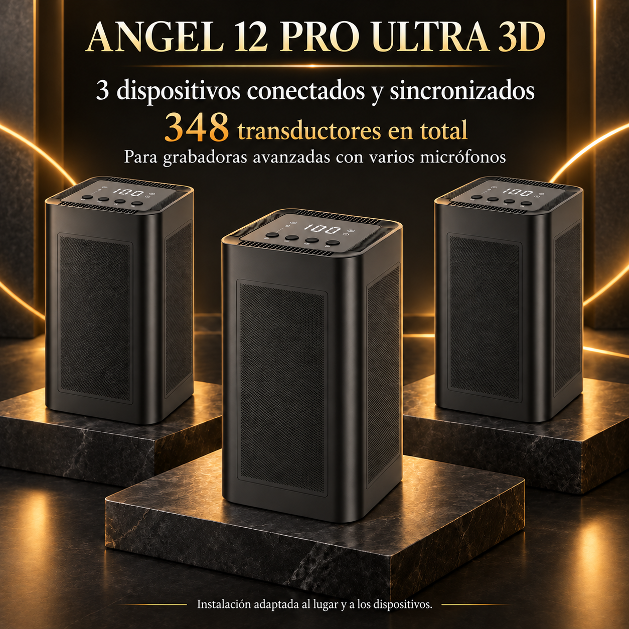 ANGEL 12 PRO ULTRA 3D: conjunto de tres dispositivos sincronizados con 348 transductores en total
