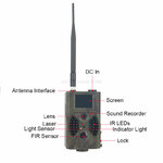 Ubicación de los sensores y controles de la cámara de caza GSM
