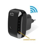 Repetidor Wi-Fi con cámara espía y ubicación del objetivo señalada