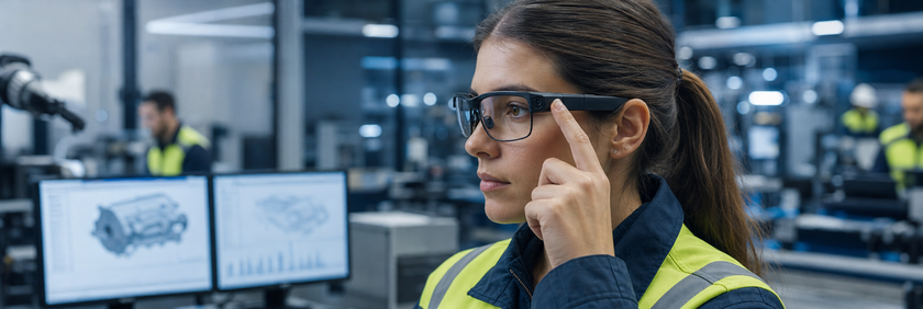 Gafas conectadas y seguridad empresarial: la cámara entra en la mirada — ilustración del dossier