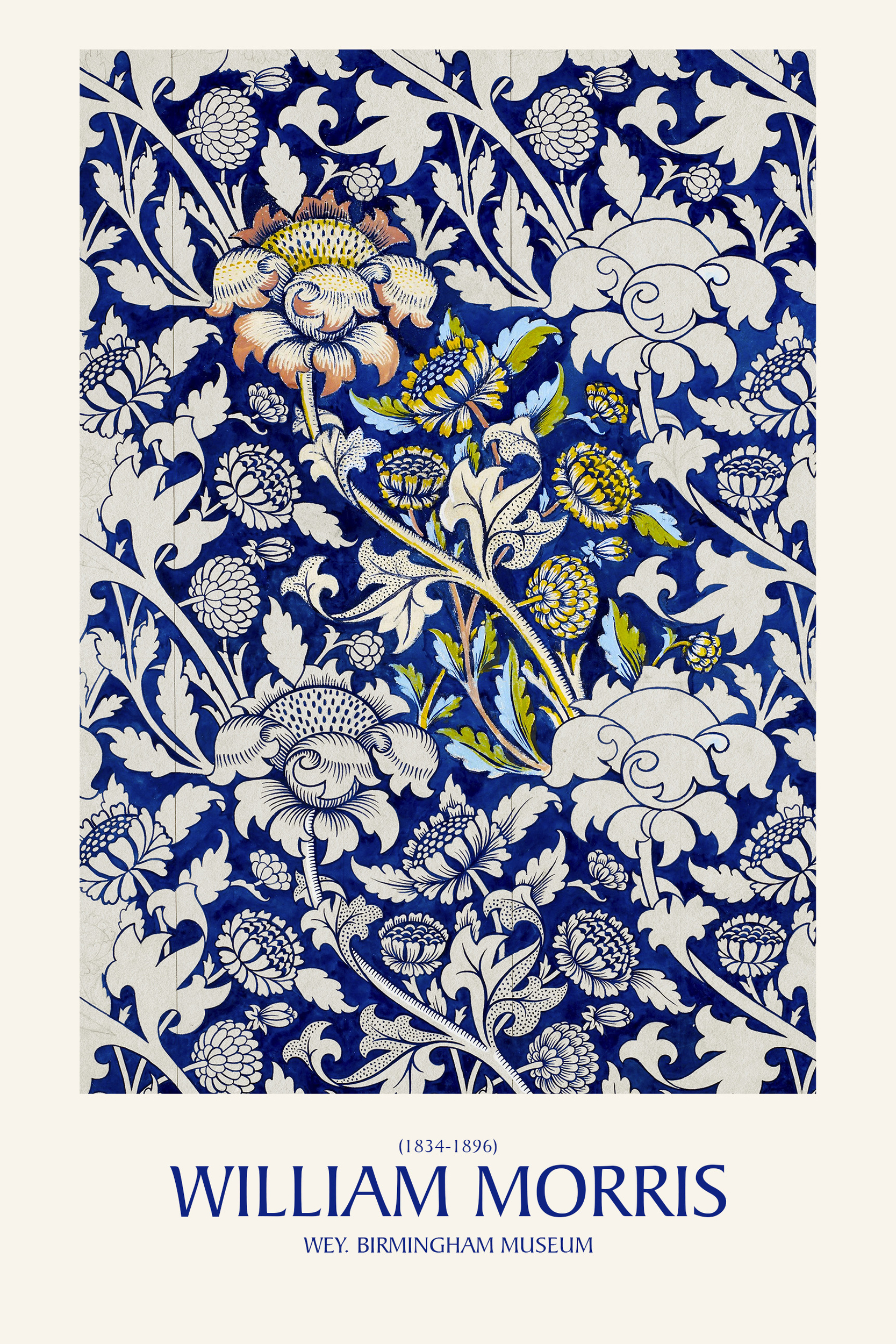 Affiche fleurs bleues William Morris - Wey