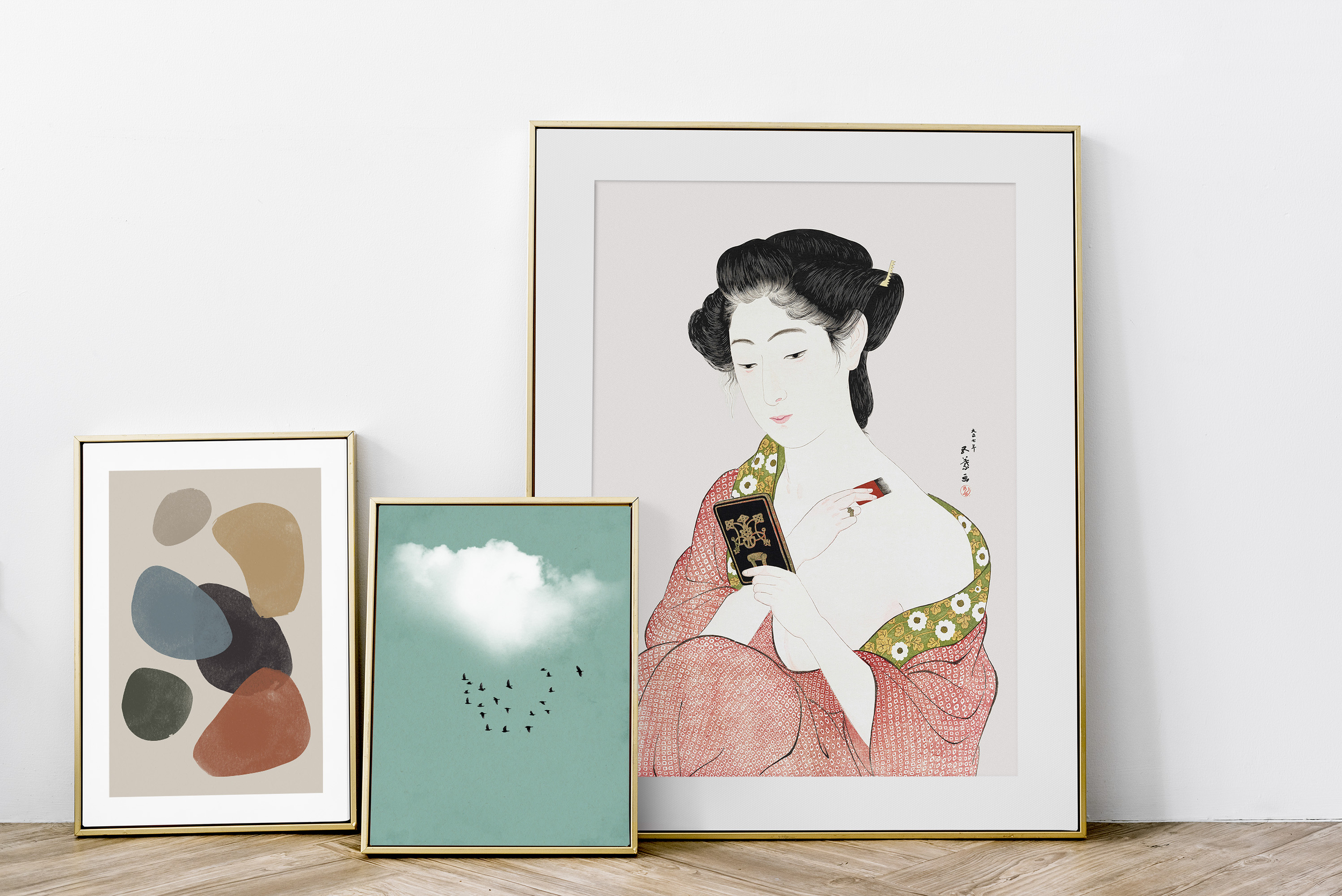 affiche art déco japonais portrait femme salle de bain chambre