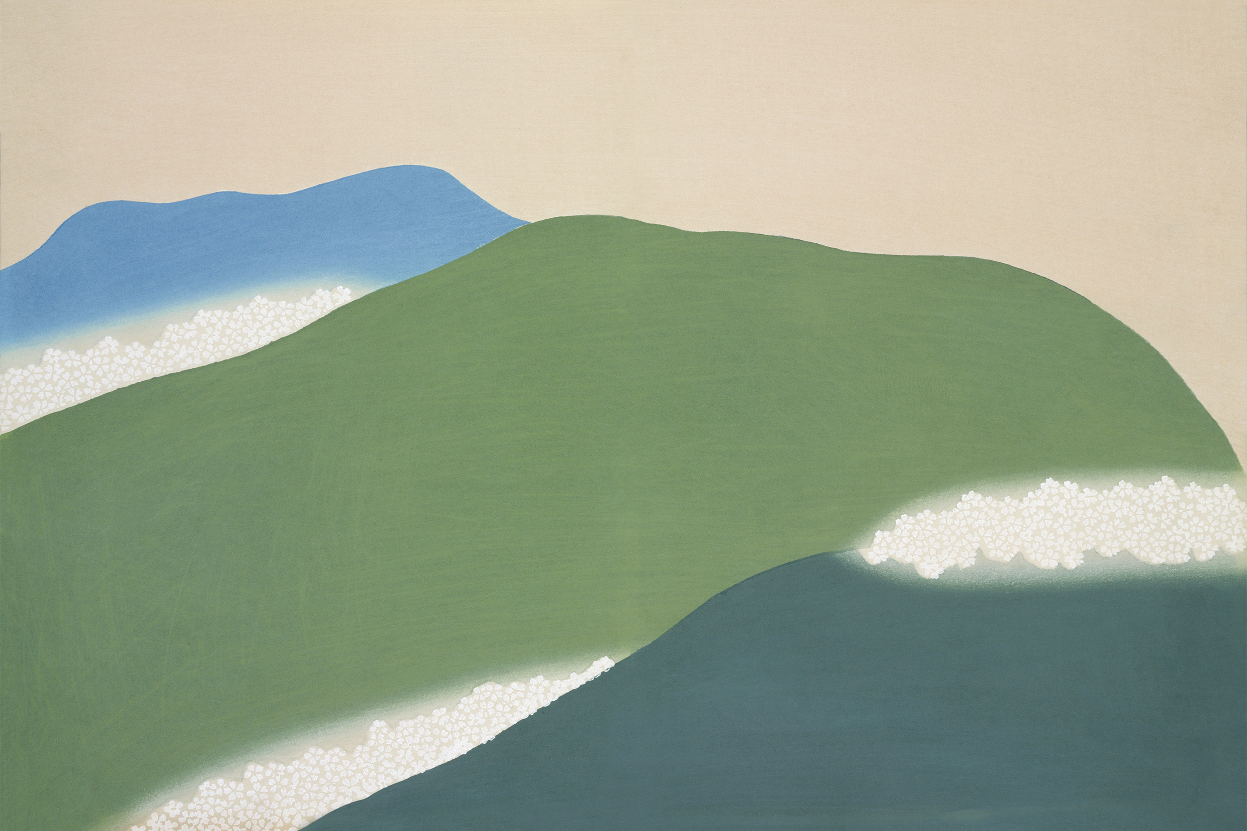 Affiche paysage minimaliste japonais Les Montagnes Vertes - Tirage dart décoration murale