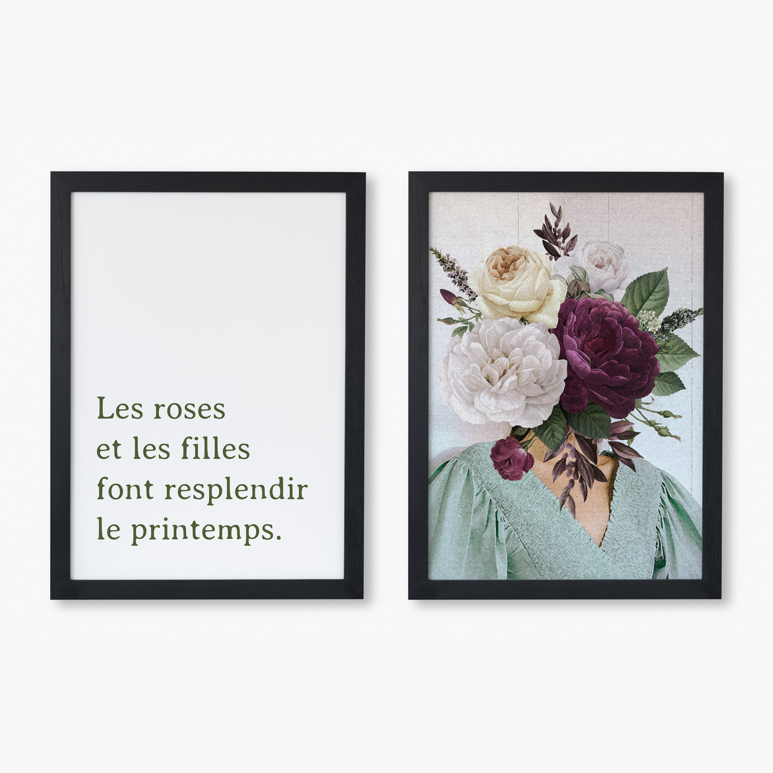 Duo Printemps - Affiche Femme Au Bouquet + Affiche Les Roses et les Filles