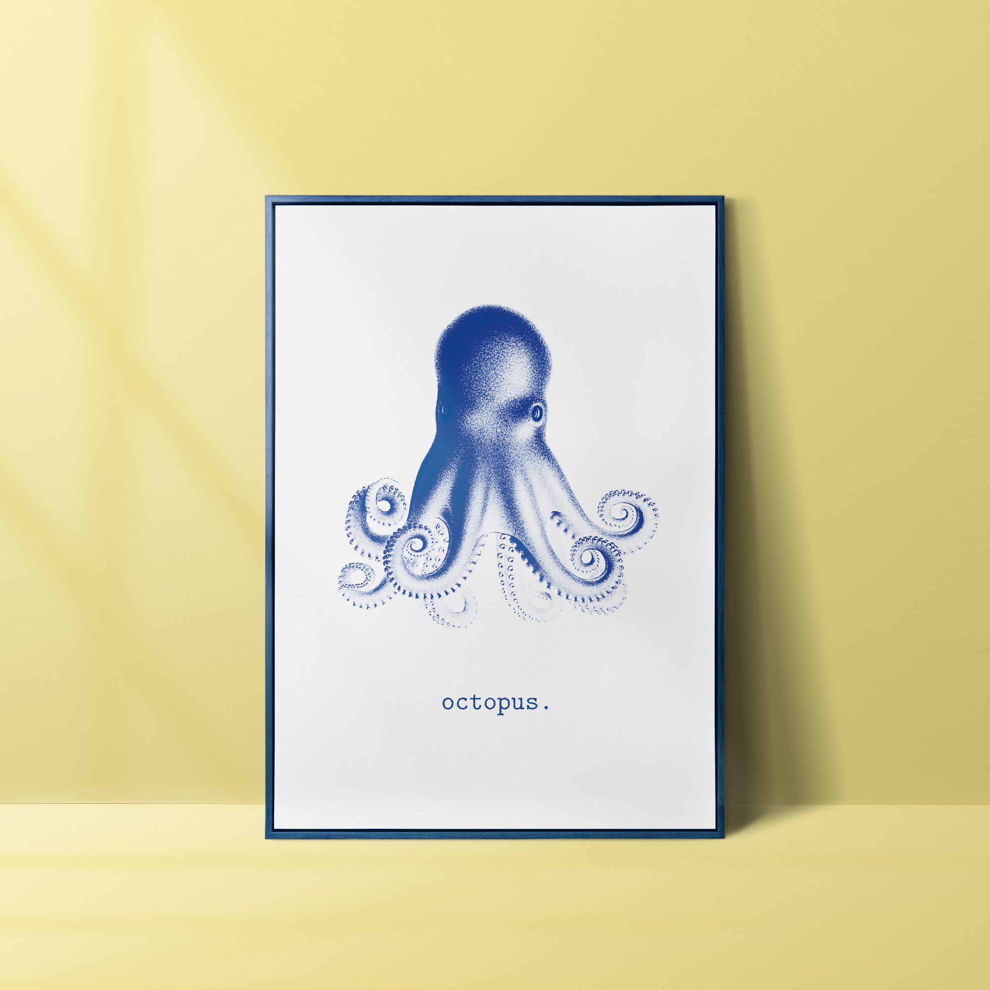 Affiche Pieuvre bleue - Illustration vintage Octopus
