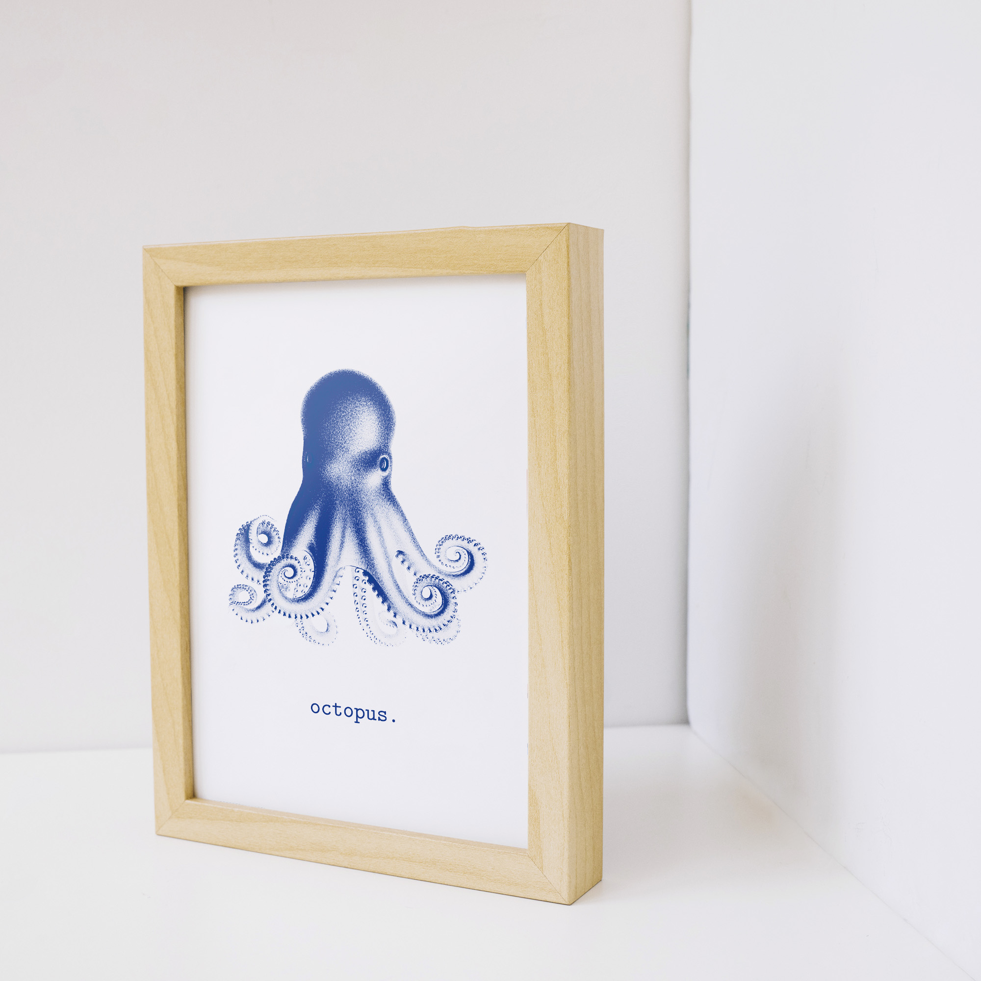 Affiche Pieuvre bleue - Illustration vintage OctopusDéco chambre enfant