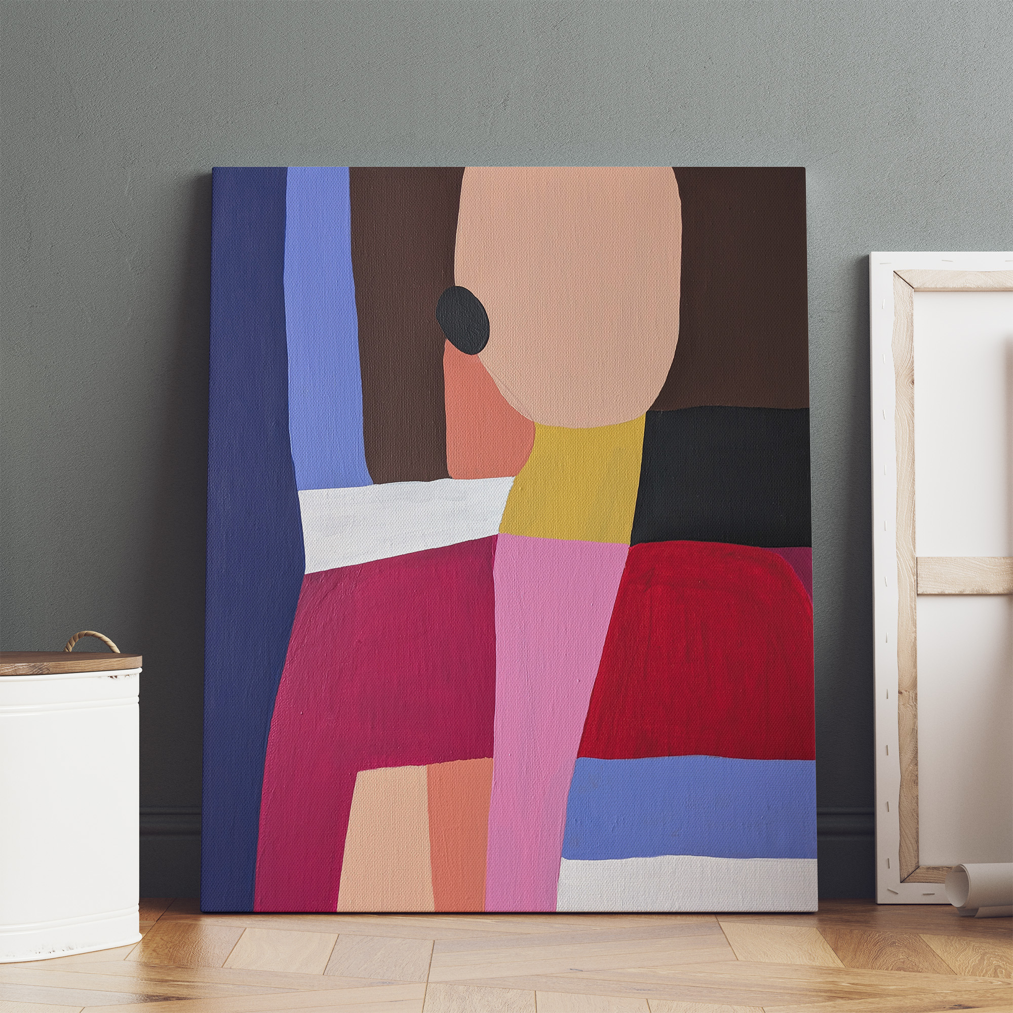 Ella - Tableau décoratif coloré moderne, Peinture minimaliste formes géométriques