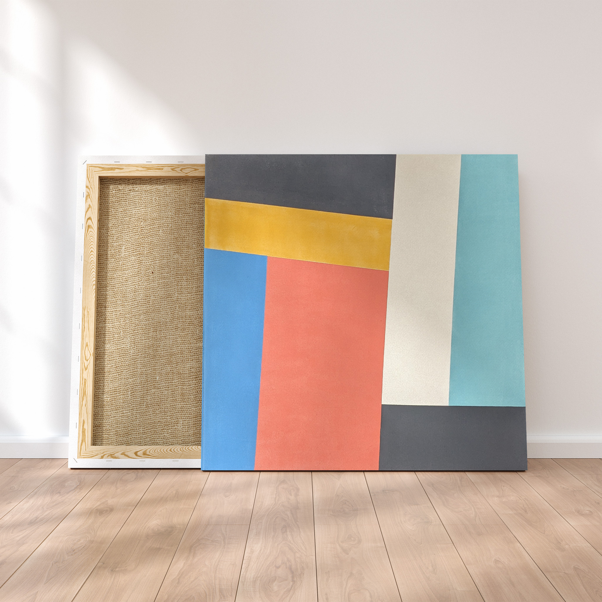 Serial #1 - Tableau décoratif carré moderne, Peinture minimaliste formes géométriques colorées