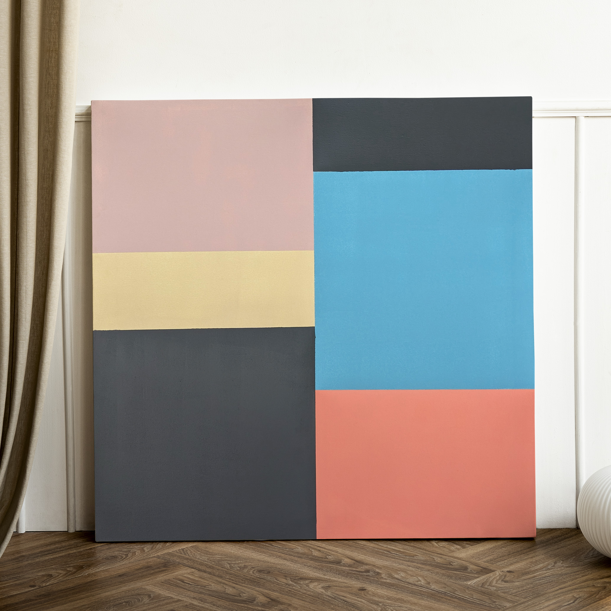 Serial #2 - Tableau décoratif carré moderne, Peinture minimaliste formes géométriques colorées