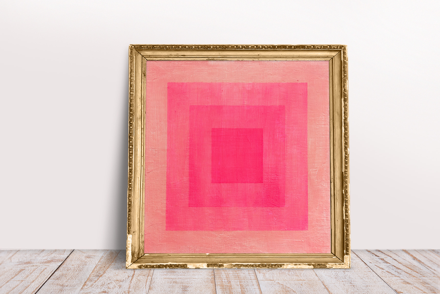 Tableau abstrait fait main rose fluo - Peinture sur toile contemporaine