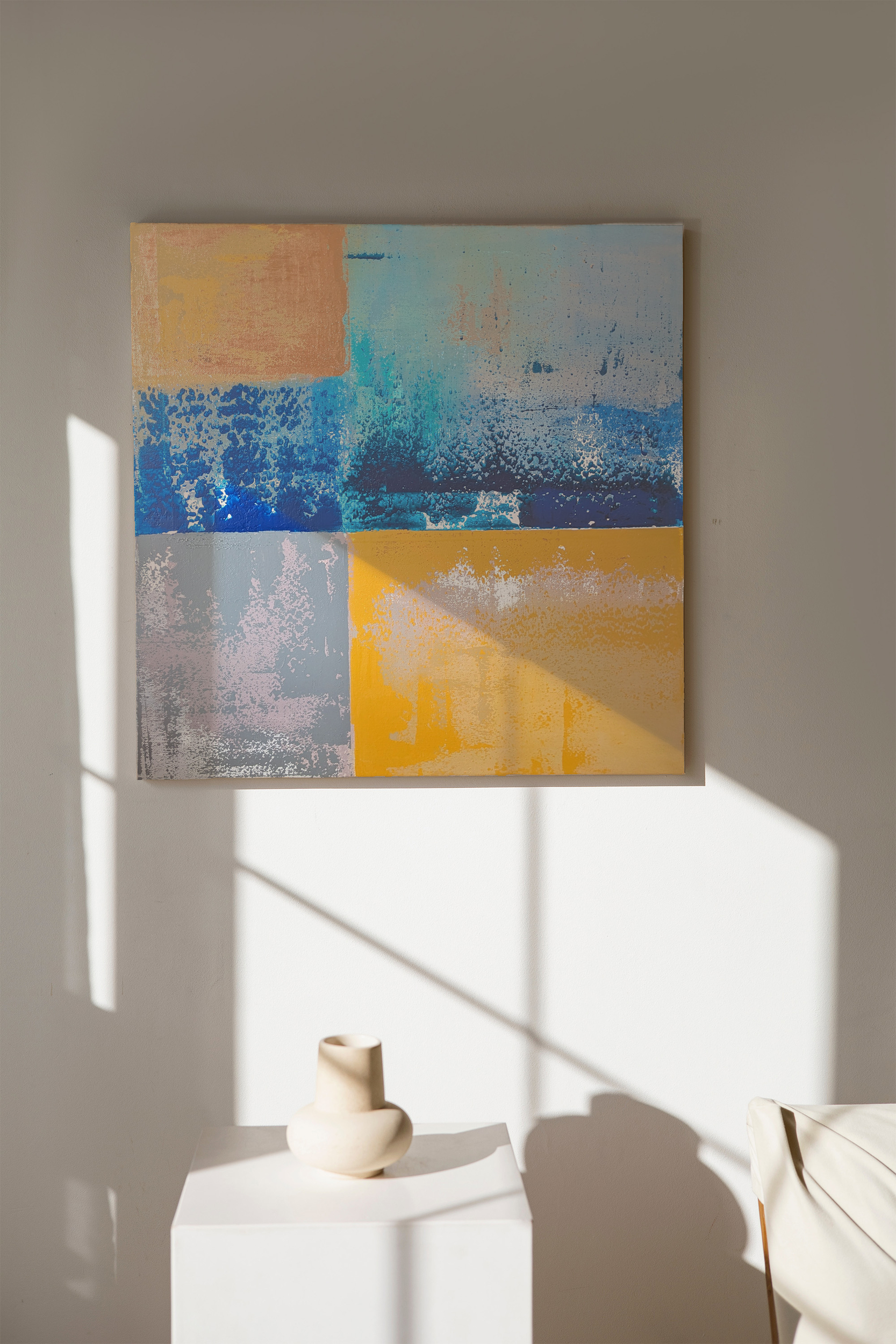 Outremer - Tableau bleu abstrait moderne - Peinture sur toile contemporaine fait main