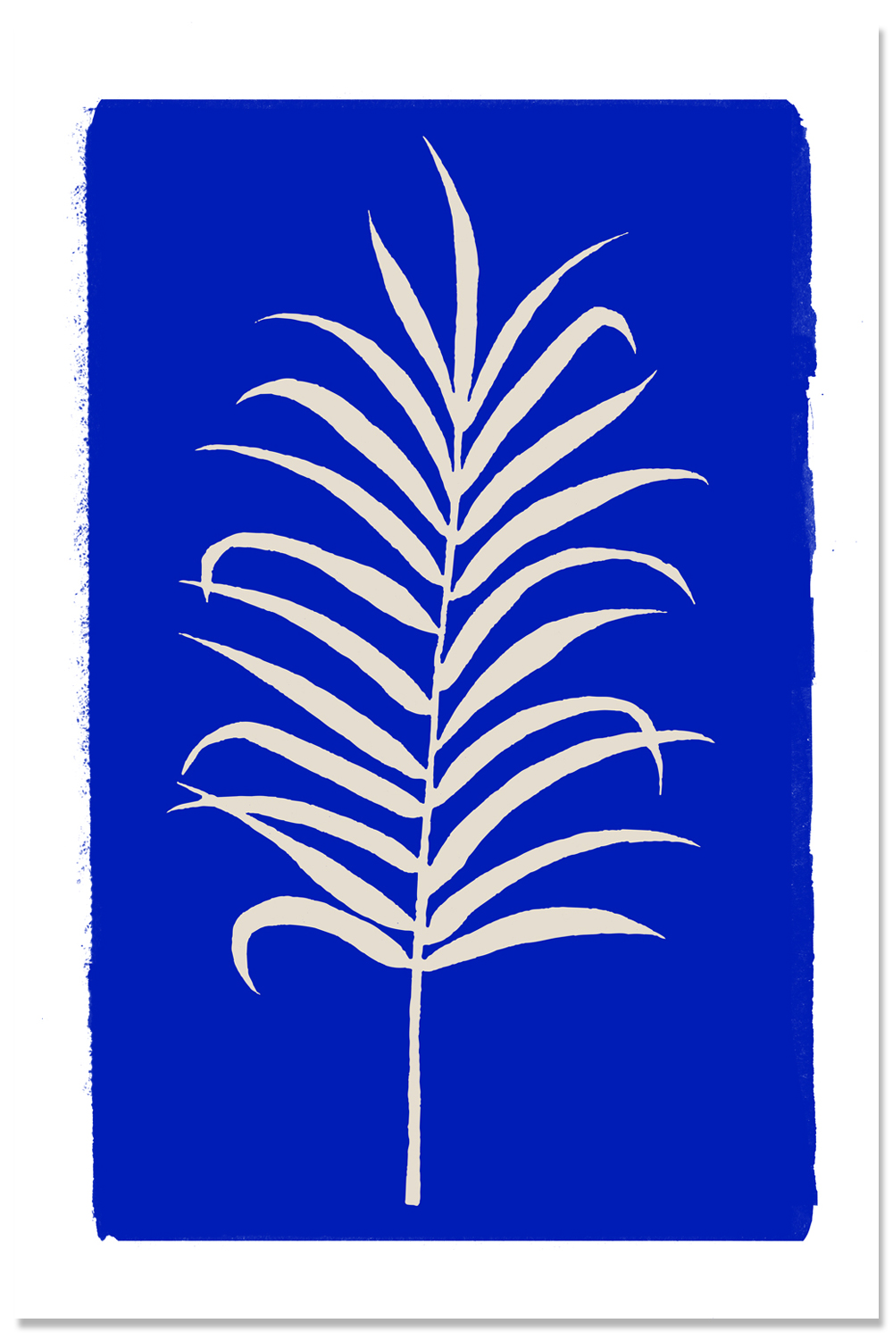 Affiche déco murale vegetale herbier feuille bleu