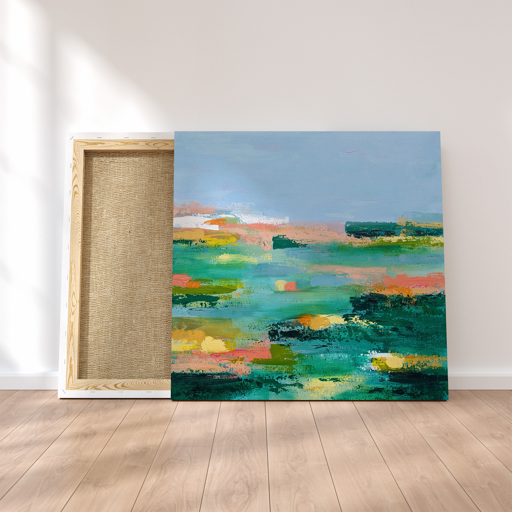 Tableau abstrait paysage coloré - Peinture sur toile moderne fait main