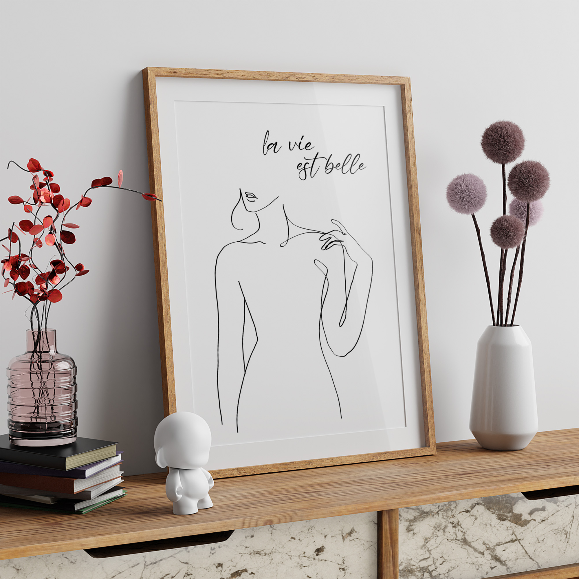 affiche line art chambre dessin au trait femme LaVieEstBelle