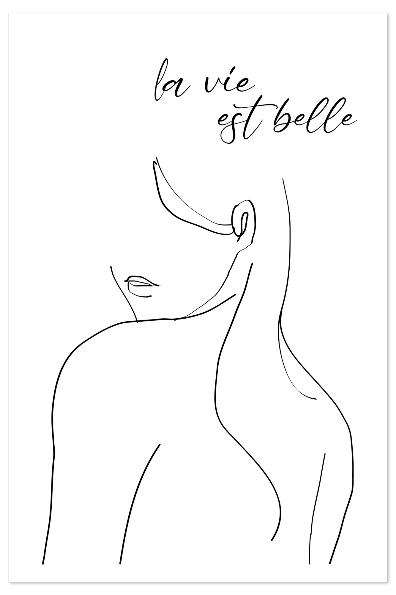 affiche line art chambre dessin au trait femme LaVieEstBelle