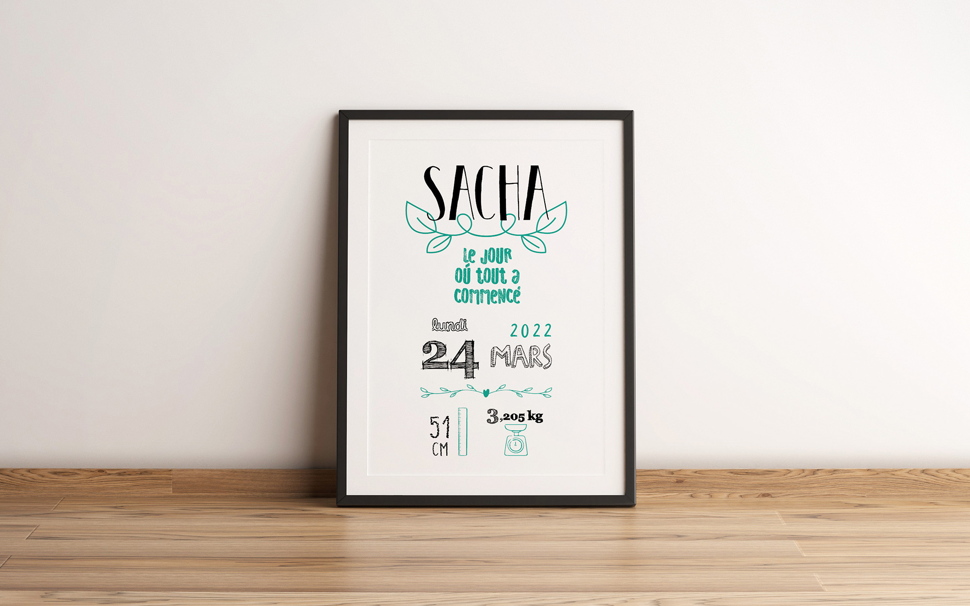 Aimant Naissance Personnalisé En Bois - Gravure Prénom, Date, Poids, Taille Bébé | Made In France