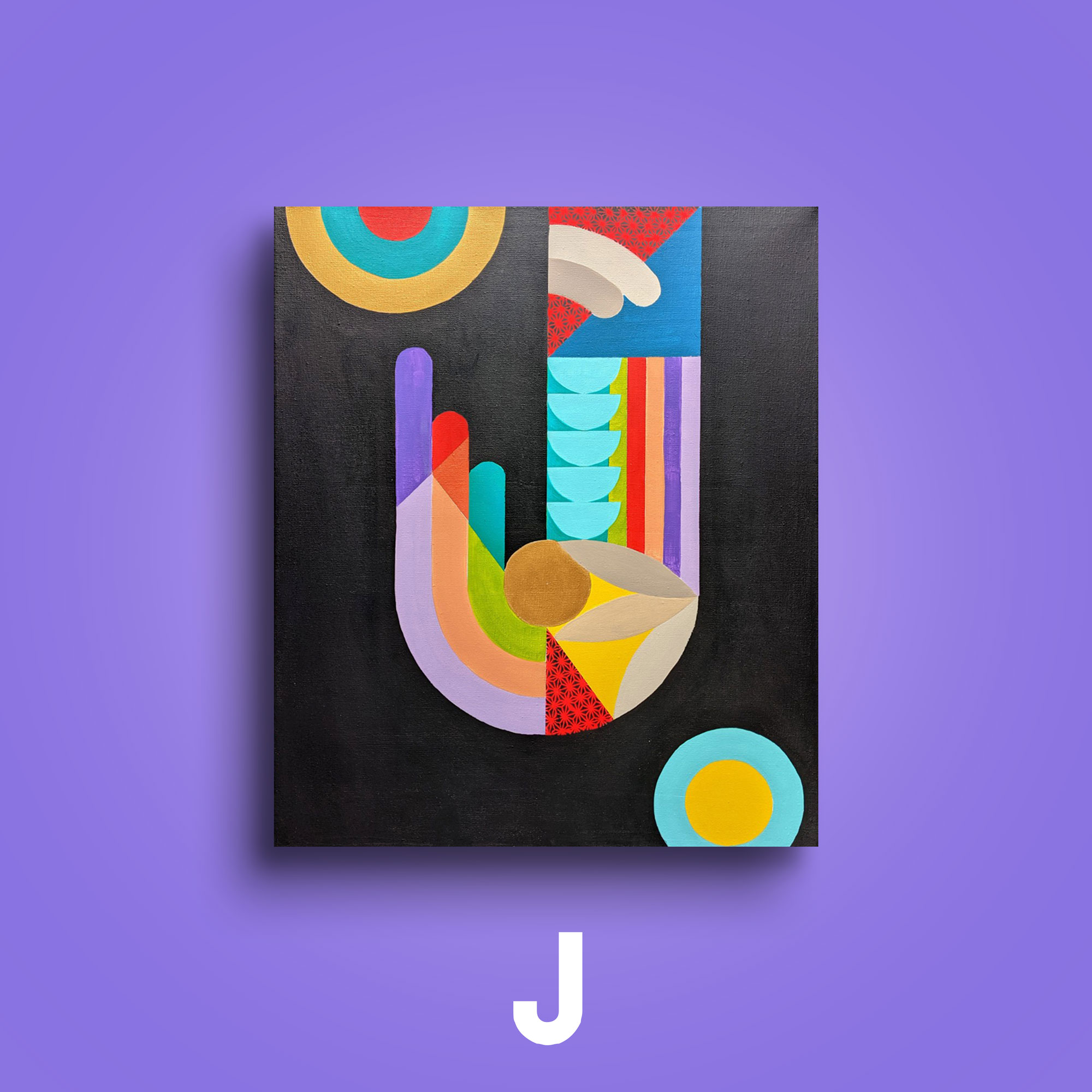 Alphagolo - Tableau personnalisé lettre alphabet - Peinture colorée fait main