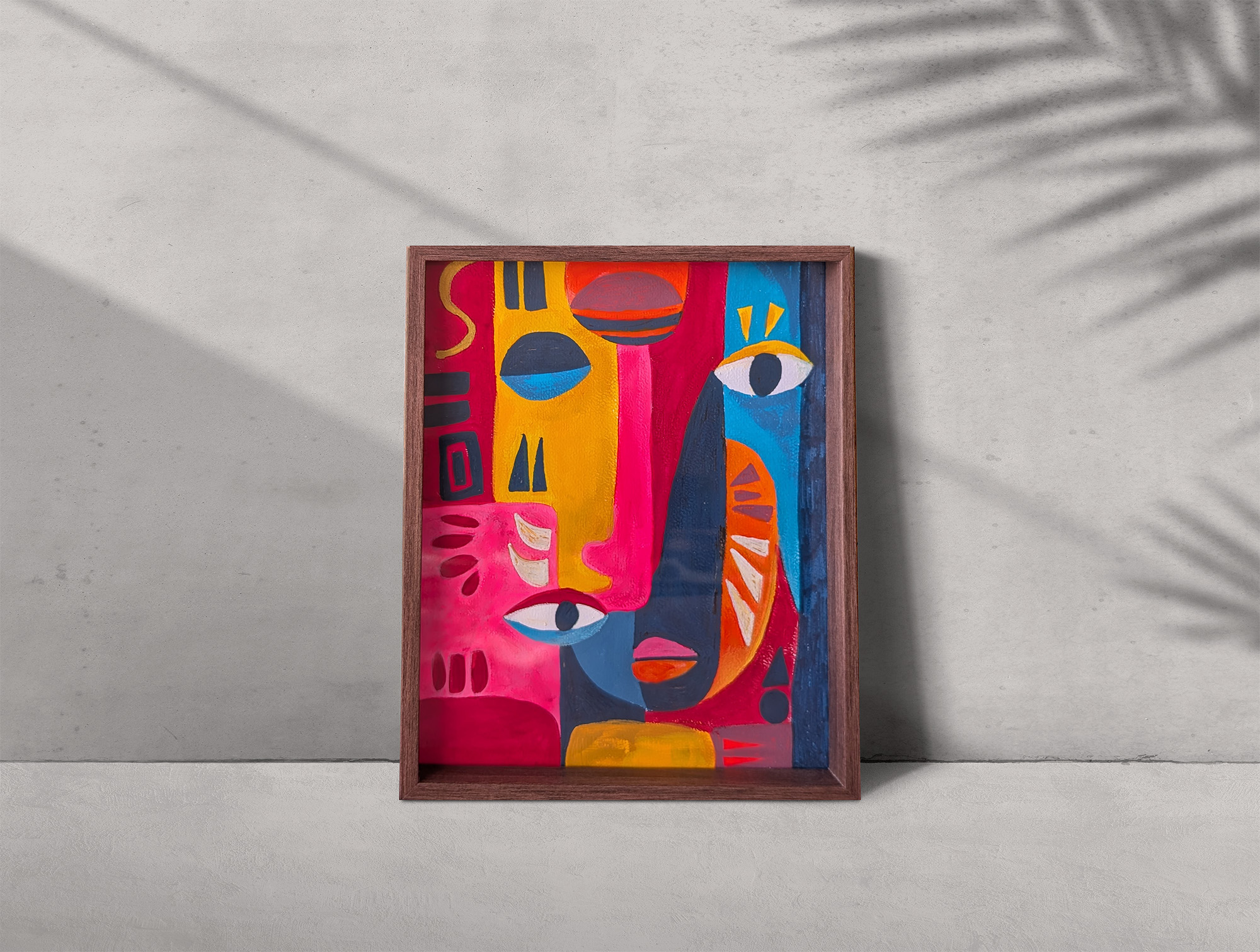 Tableau Tribal Pop encadré – Œuvre contemporaine originale sur papier