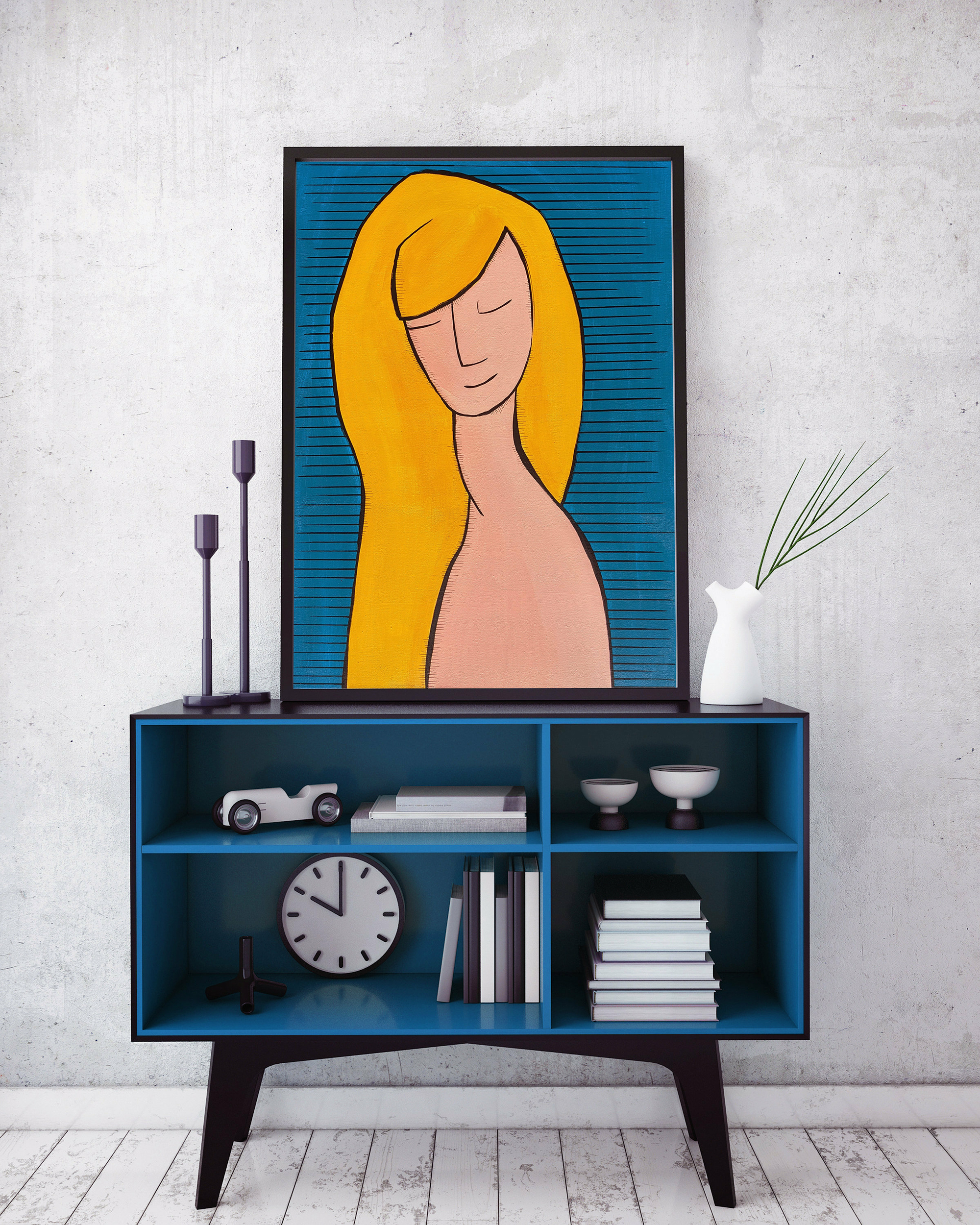 tableau-peinture-tendance-artiste_coloré_portrait_bleu-jaune_original