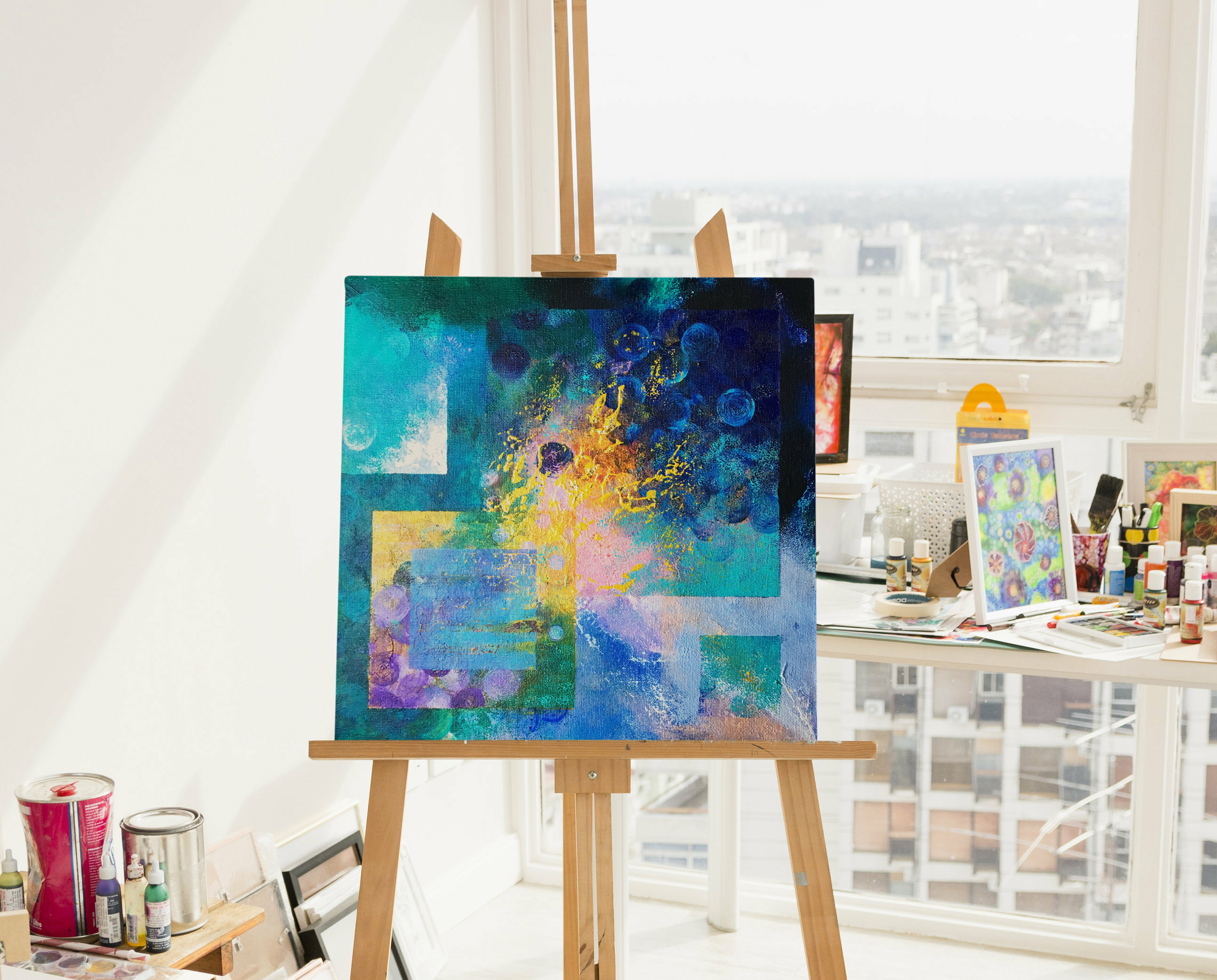 tableau-peinture-tendance-artiste_coloré_textures_carré
