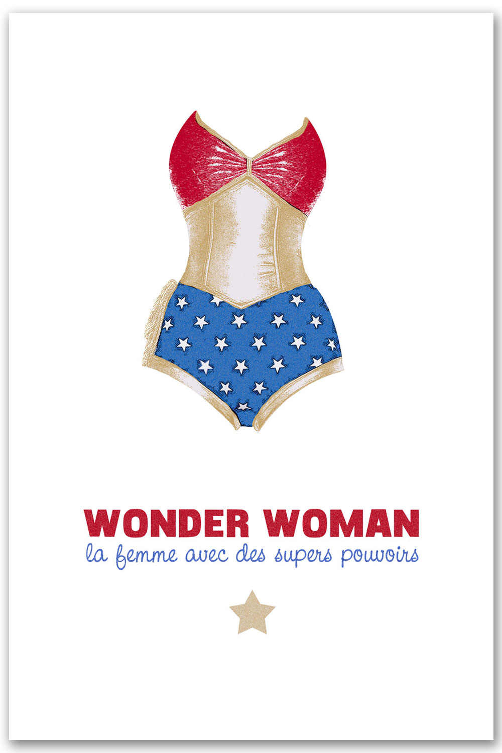 affiche vintage femme Wonder Woman - humour girl power