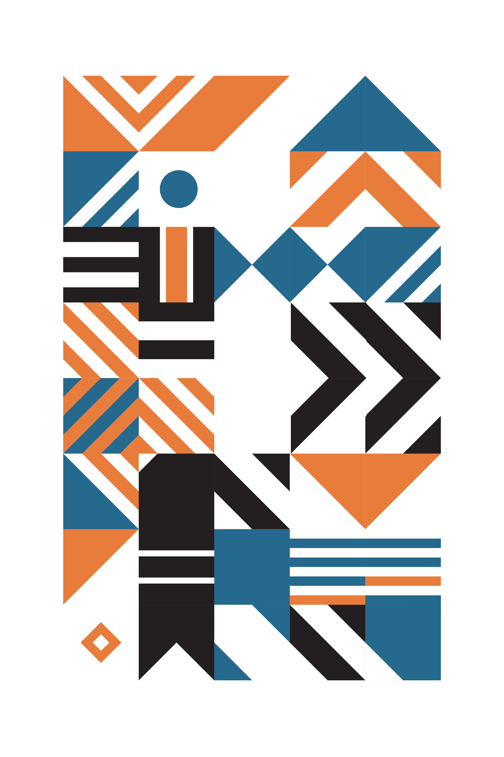 Poster décoration murale - Affiche d\'art en édition limitée - Géométrique Orange