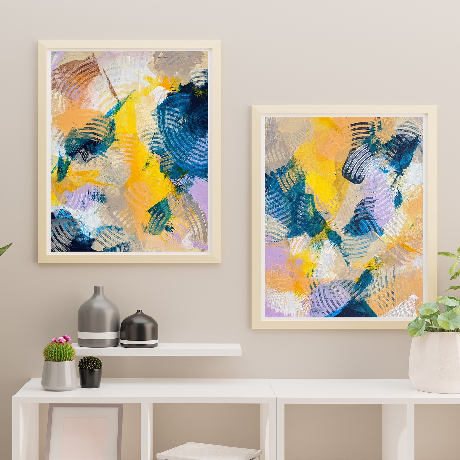 Tableau déco Peinture sur toile Art mural abstrait couleurs pastels