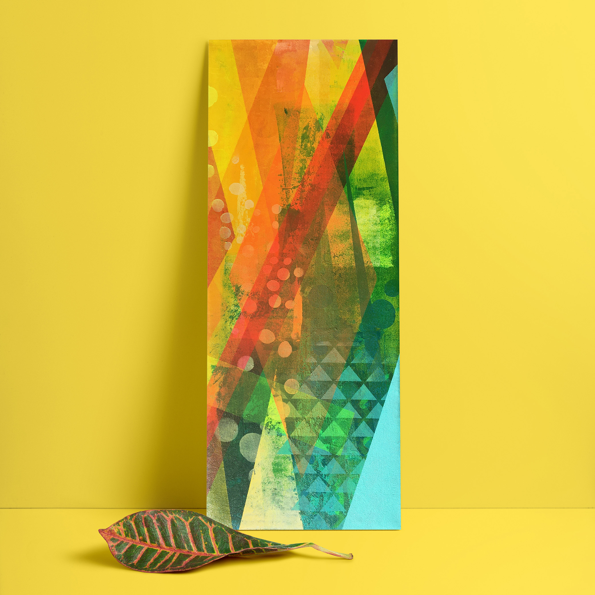 Tableau très coloré design - Peinture acrylique sur toile verticale 20x50cm