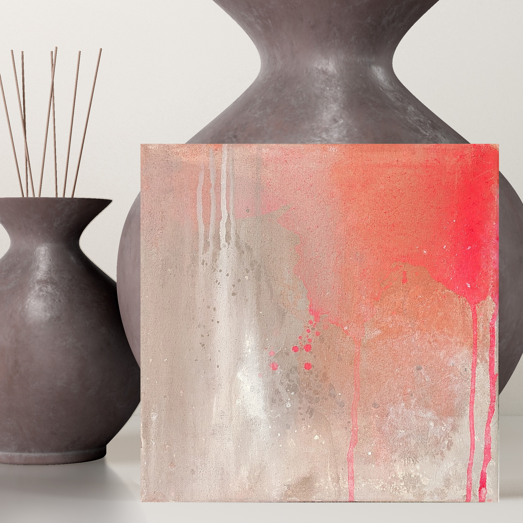 une peinture sur toile abstraite aux couleurs de soleil couchant