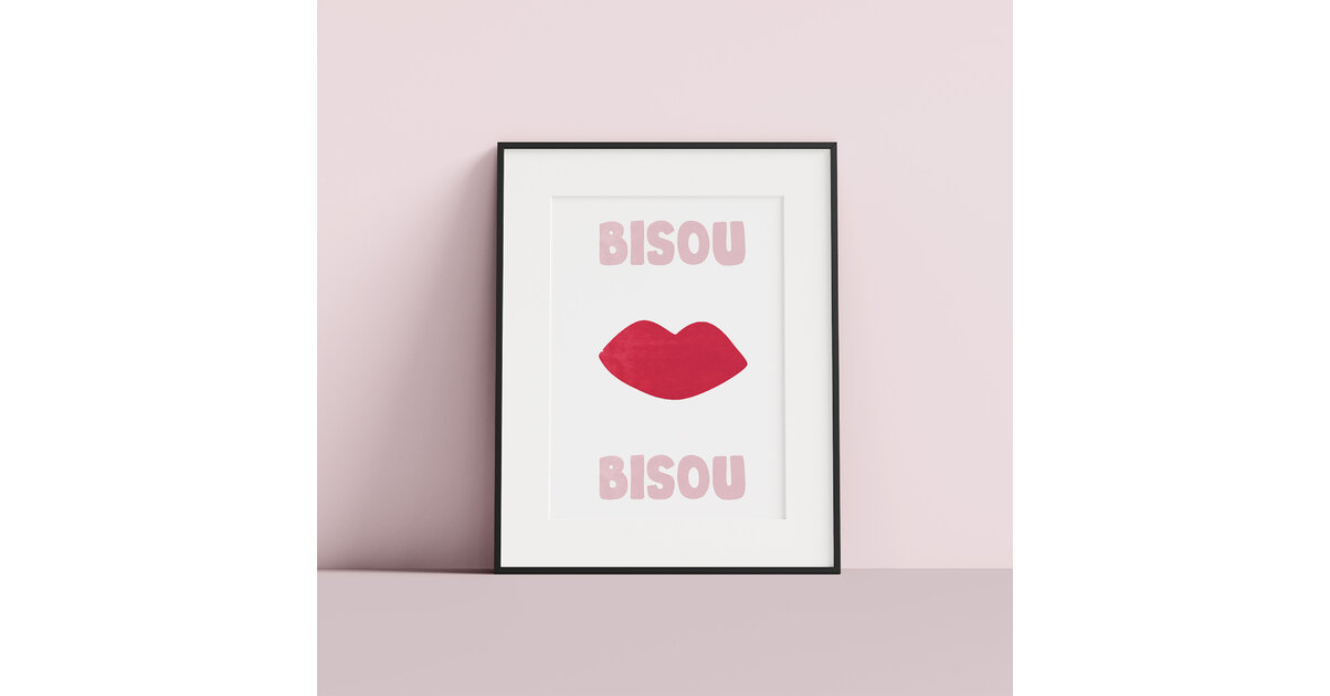 SALVADERO Affiche Pop Art 'Bisou Bisou Bleu' – Décoration Murale Tendance Colorée – 40x50 cm – Sans cadre