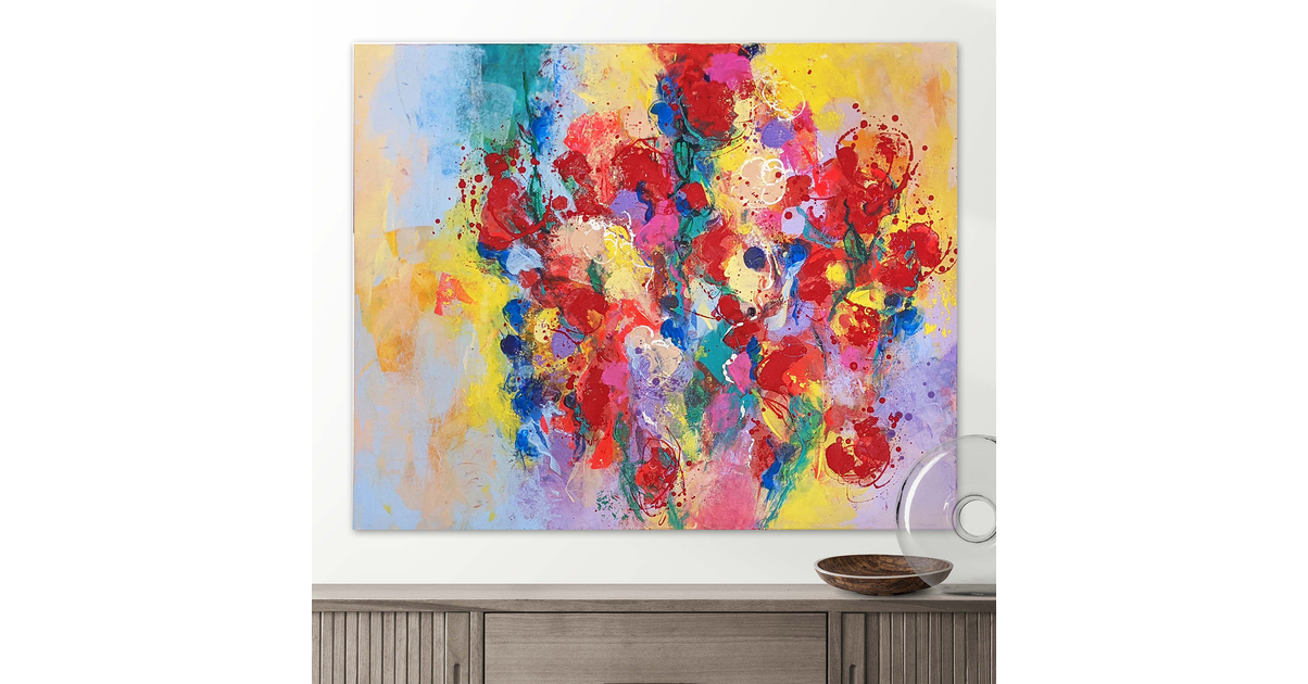 Tableau Toile Abstrait WALLARENA - Femme Et Fleurs, Moderne, Grand Format, Noir Et Blanc