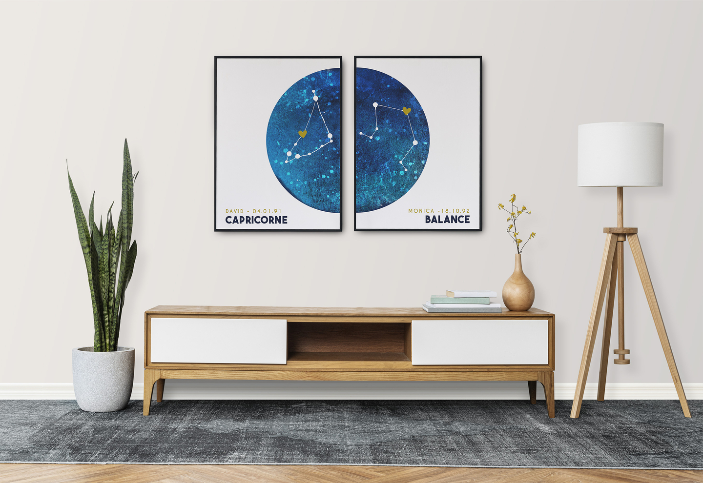 Affiche personnalisée Minimaliste Duo Astrologie main image 0