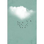 affiche-paysage-poétique-nuage-ciel-bleu-turquoise-oiseaux-minimaliste