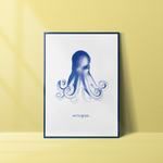 Affiche Pieuvre bleue - Illustration vintage Octopus