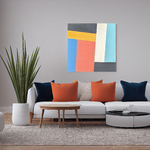 Tableau décoratif carré moderne, Peinture minimaliste formes géométriques