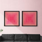 Tableau abstrait fait main rose fluo - Peinture sur toile contemporaine