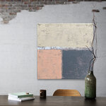 Tableau abstrait décoration moderne - Peinture murale beige, rose, gris