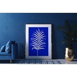 Affiche déco murale vegetale herbier feuille bleu