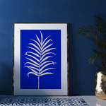 Affiche déco murale vegetale herbier feuille bleu