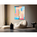 Aquamarine - Peinture abstraite moderne bleu, Tableau fait main pour décoration murale pastel