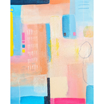 Aquamarine - Peinture abstraite moderne bleu, Tableau fait main pour décoration murale pastel