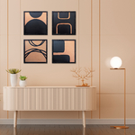Tableaux rose poudré et doré  - Peintures murales abstraites minimalistes et modernes - Or Rose