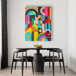 Polygolo - Grand tableau géométrique coloré, Décoration murale moderne fait main