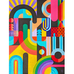 Polygolo - Grand tableau géométrique coloré, Décoration murale moderne fait main