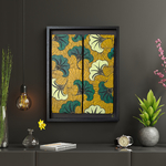 Tableau wax africain encadré – Œuvre contemporaine mix média