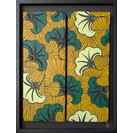 Tableau wax africain encadré – Œuvre contemporaine mix média